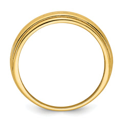 14k Polished Grooved Graduated Size 7 Ring