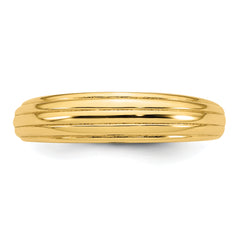 14k Polished Grooved Graduated Size 7 Ring