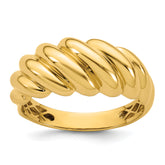14K Polished Twisted Graduated Domed Size 7 Ring