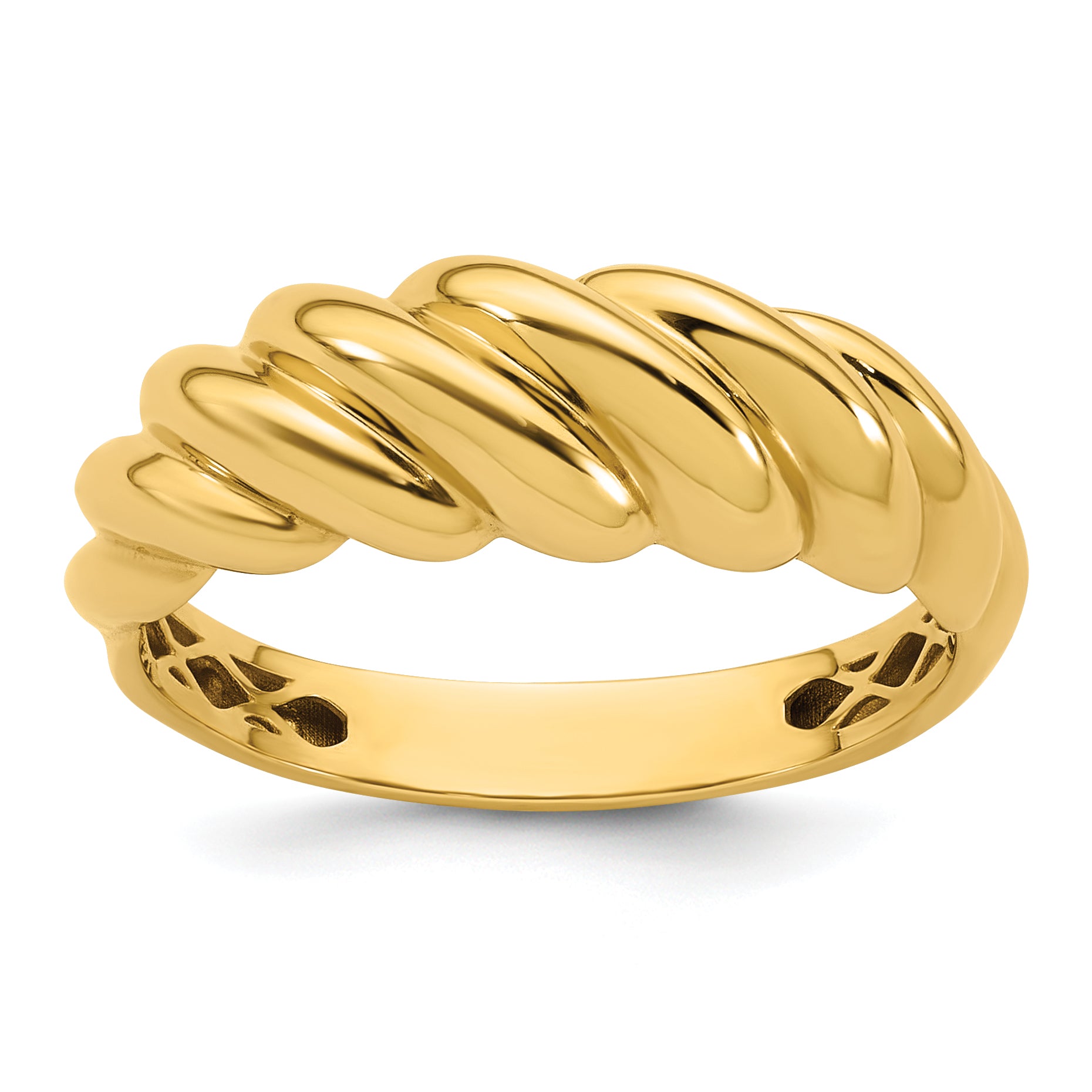 14K Polished Twisted Domed Size 7 Ring