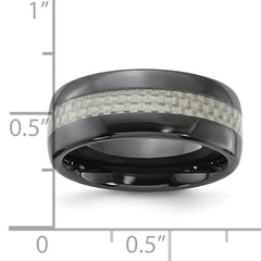 Black Ceramic Men's Yellow Carbon Fiber Inlay Band