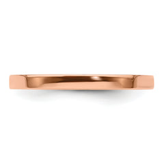 14k Rose Gold 2mm Lightweight Flat Wedding Band Size 9.5