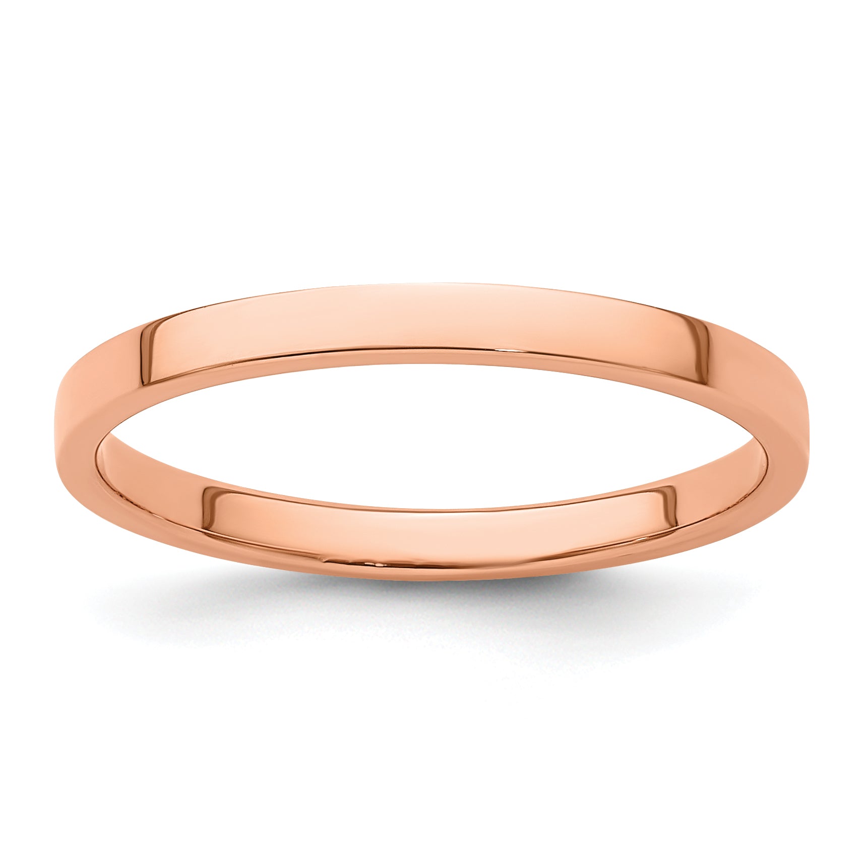 14k Rose Gold 2mm Lightweight Flat Wedding Band Size 9.5