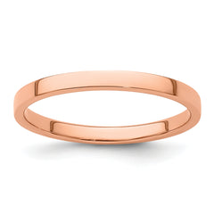 14k Rose Gold 2mm Lightweight Flat Wedding Band Size 9.5