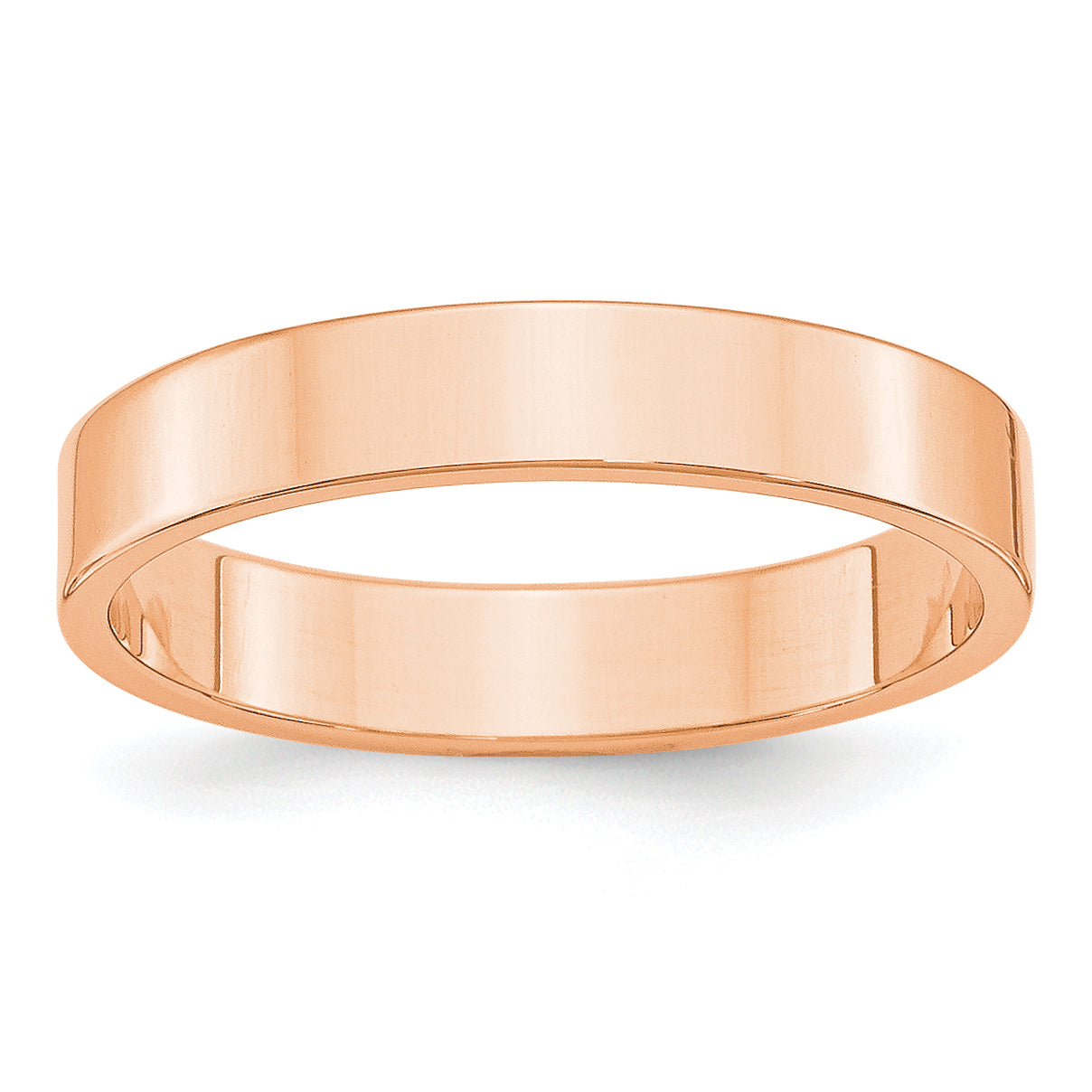 14k Rose Gold 4mm Lightweight Flat Wedding Band Size 9.5