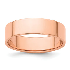 14k Rose Gold 6mm Lightweight Flat Wedding Band Size 9.5