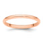 14K Rose Gold 2mm Half-Round Wedding Band, Size 4-4.25, Polished Finish