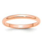 14k Rose Gold 2.5mm Half Round Band Size 9.5