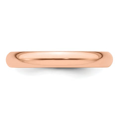 14k Rose Gold 3mm Half Round Wedding Band Size 9.5