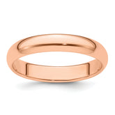 14k Rose Gold 4mm Half Round Wedding Band Size 9.5