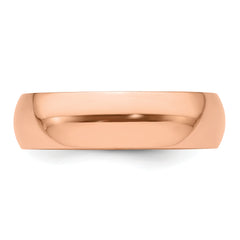 14k Rose Gold 6mm Half Round Wedding Band Size 9.5