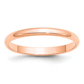 14k Rose Gold 2.5mm LTW Half Round Band Size 9.5