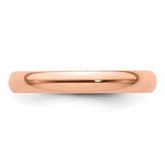 14k Rose Gold 3mm Lightweight Half Round Wedding Band Size 12.5