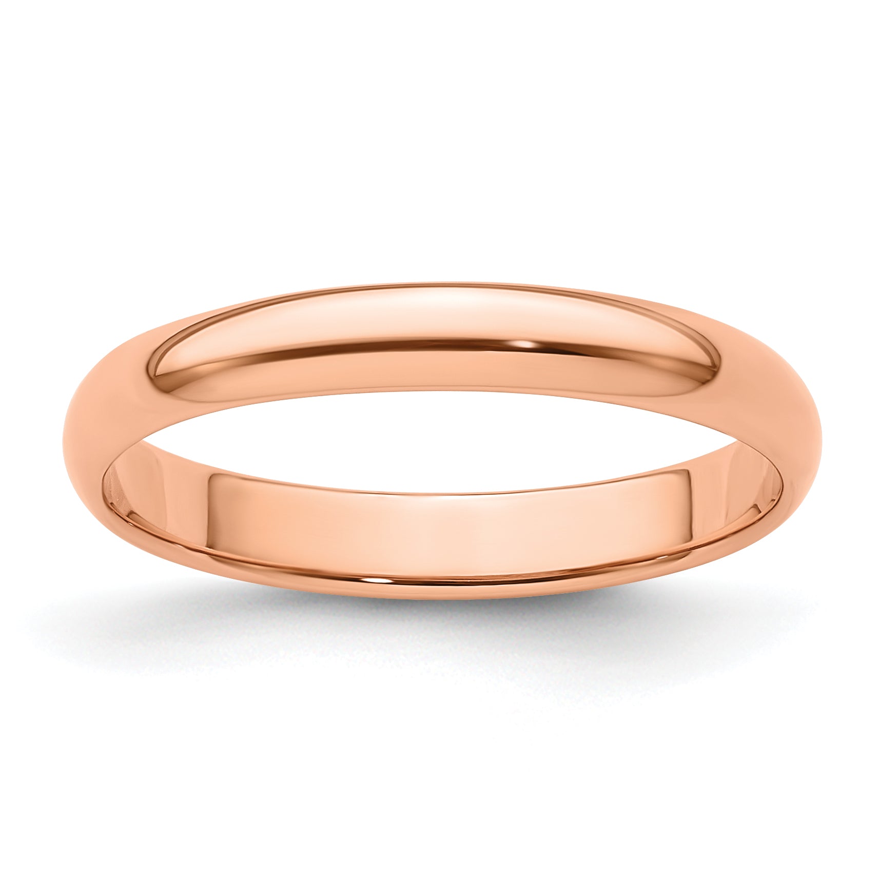 14k Rose Gold 3mm Lightweight Half Round Wedding Band Size 12.5