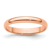 14k Rose Gold 3mm Lightweight Half Round Wedding Band Size 12.5