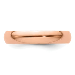 14k Rose Gold 4mm Lightweight Half Round Wedding Band Size 12