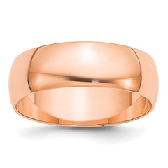 14k Rose Gold 6mm Lightweight Half Round Wedding Band Size 14