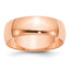 14k Rose Gold 7mm Lightweight Half Round Band