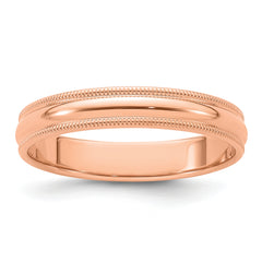 14k Rose Gold 4mm Milgrain Half Round Wedding Band Size 14