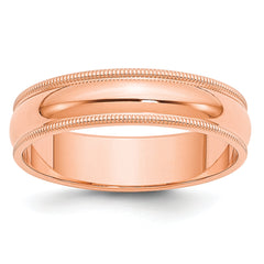 14k Rose Gold 5mm Milgrain Half-Round Wedding Band Size 9.5