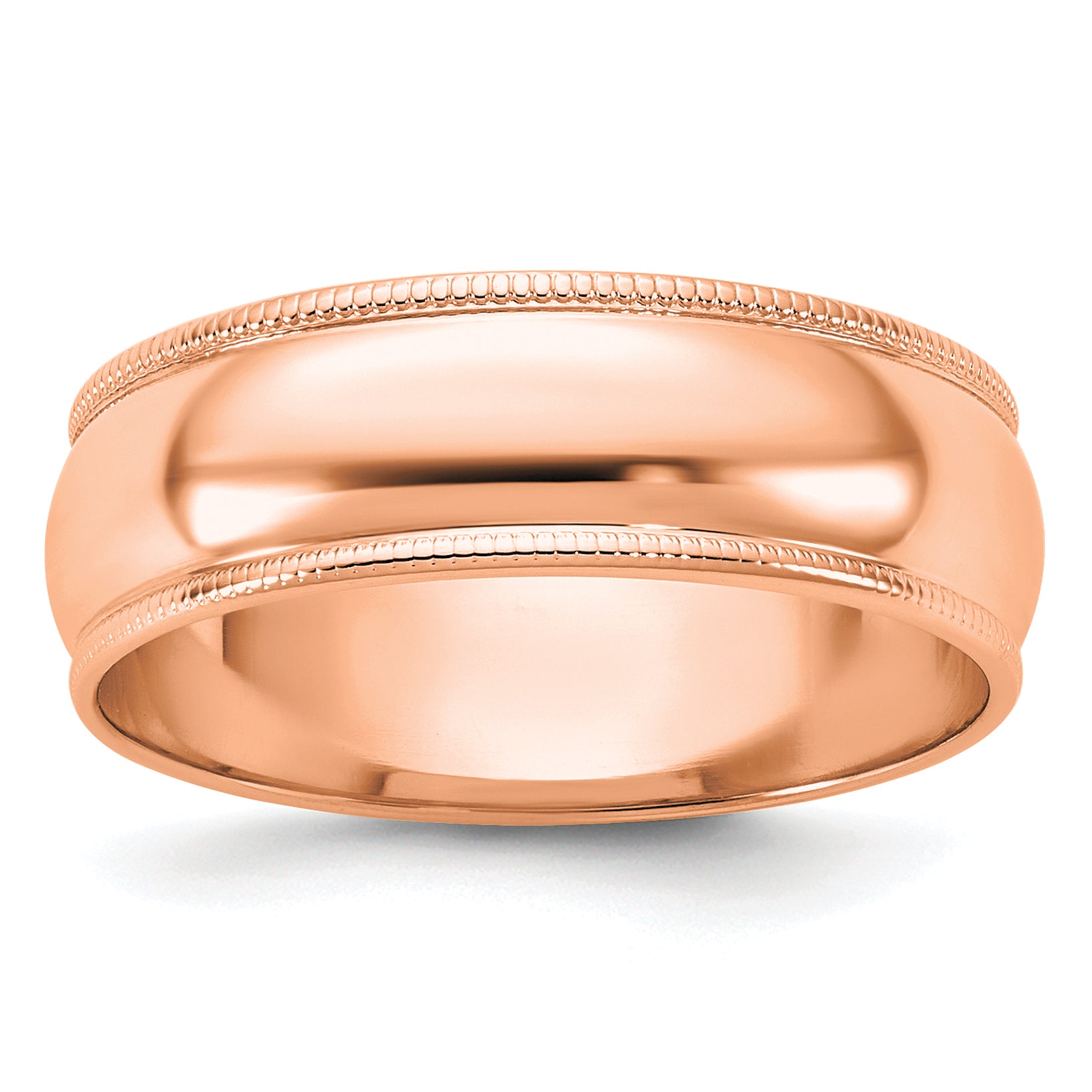 14k Rose Gold 6mm Milgrain Half-Round Wedding Band Size 9.5