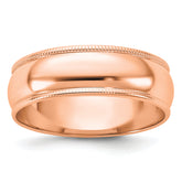 14k Rose Gold 6mm Milgrain Half-Round Wedding Band Size 9.5