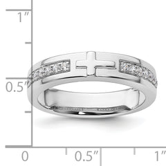 14k White Gold 1/4 carat Lab Grown Diamond VS/SI+ G+ Complete Men's Cross Band