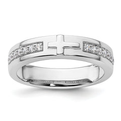 14k White Gold 1/4 carat Lab Grown Diamond VS/SI+ G+ Complete Men's Cross Band