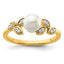 14K Polished 1/20 carat Diamond and White Freshwater Cultured Pearl Leaf Design Size 7 Ring