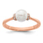 14K Rose Gold Polished 1/15 carat Diamond and White Freshwater Cultured Pearl Size 7 Ring