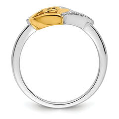 14K Two-tone Polished Diamond Quinceanera Heart Ring