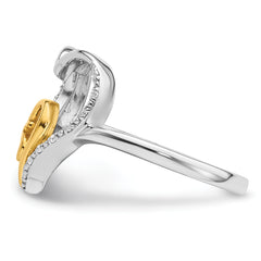 14K Two-tone Polished Diamond Quinceanera Heart Ring