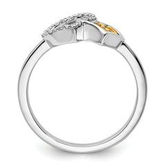 14K Two-tone Polished Diamond Quinceanera Double Heart Ring