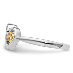 14K Two-tone Polished Diamond Quinceanera Double Heart Ring