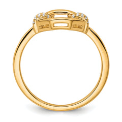 14K Polished Diamond Octogon Fashion Ring