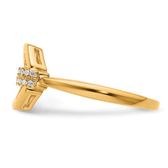 14K Polished Diamond Octogon Fashion Ring