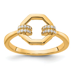 14K Polished Diamond Octogon Fashion Ring