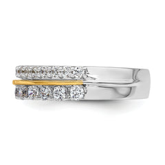 14k Two-tone 7/8 carat Lab Grown Diamond VS/SI+ G+ Complete Double Row Fashion Band