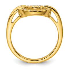 14K Polished Diamond Open Circle Fashion Ring