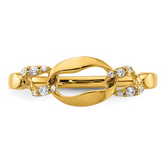 14K Polished Diamond Wavy Oval Fashion Ring