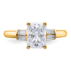 14k 1 7/8 carat Certified Lab Grown Diamond VS+ F+ Radiant with Tapered Baguette Complete Three Stone Engagement Ring