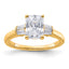 14k 1 7/8 carat Certified Lab Grown Diamond VS+ F+ Radiant with Tapered Baguette Complete Three Stone Engagement Ring