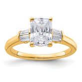 14k 1 7/8 carat Certified Lab Grown Diamond VS+ F+ Radiant with Tapered Baguette Complete Three Stone Engagement Ring