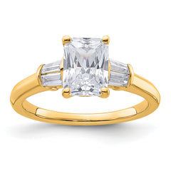 14k 1 7/8 carat Certified Lab Grown Diamond VS+ F+ Radiant with Tapered Baguette Complete Three Stone Engagement Ring