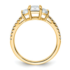 14k 1 5/8 carat Certified Lab Grown Diamond VS+ F+ Radiant with Half Moon Complete Three Stone Engagement Ring