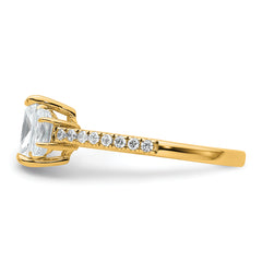 14k 1 5/8 carat Certified Lab Grown Diamond VS+ F+ Radiant with Half Moon Complete Three Stone Engagement Ring