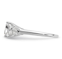 14k White Gold 1/2 carat Lab Grown Diamond VS+ F+ 1 1/2 carat Center Princess Semi Mount Three Stone Engagement Ring