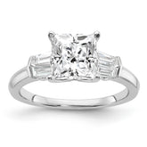 14k White Gold 1/2 carat Lab Grown Diamond VS+ F+ 1 1/2 carat Center Princess Semi Mount Three Stone Engagement Ring