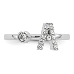 14k White Gold 1/6 carat Lab Grown Diamond VS/SI+ G+ Initial A Adjustable Ring