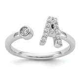 14k White Gold 1/6 carat Lab Grown Diamond VS/SI+ G+ Initial A Adjustable Ring